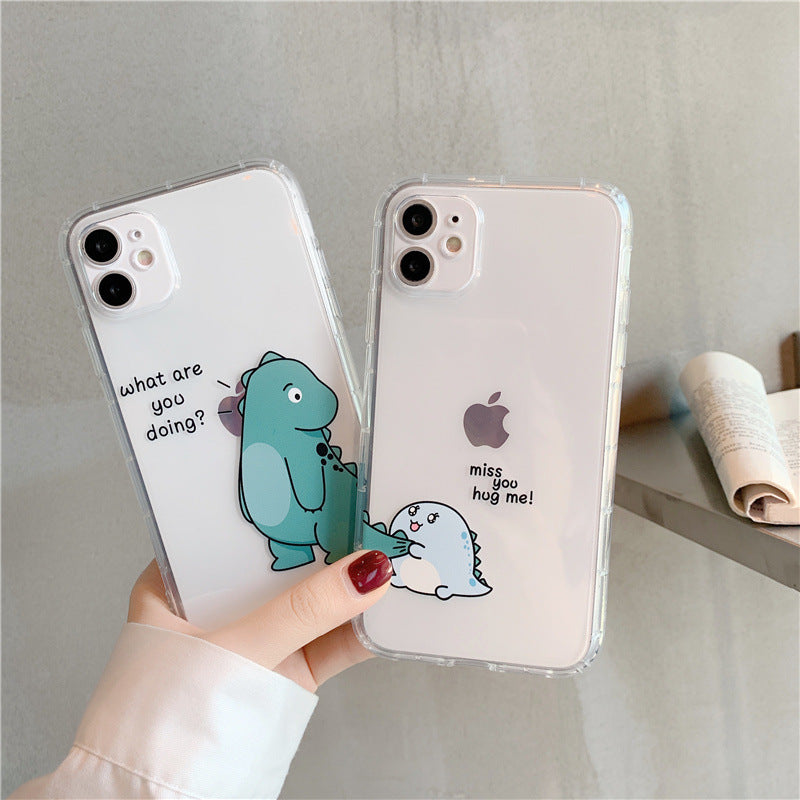 Funda protectora transparente para teléfono móvil, sencilla y anticaídas, ideal para parejas.