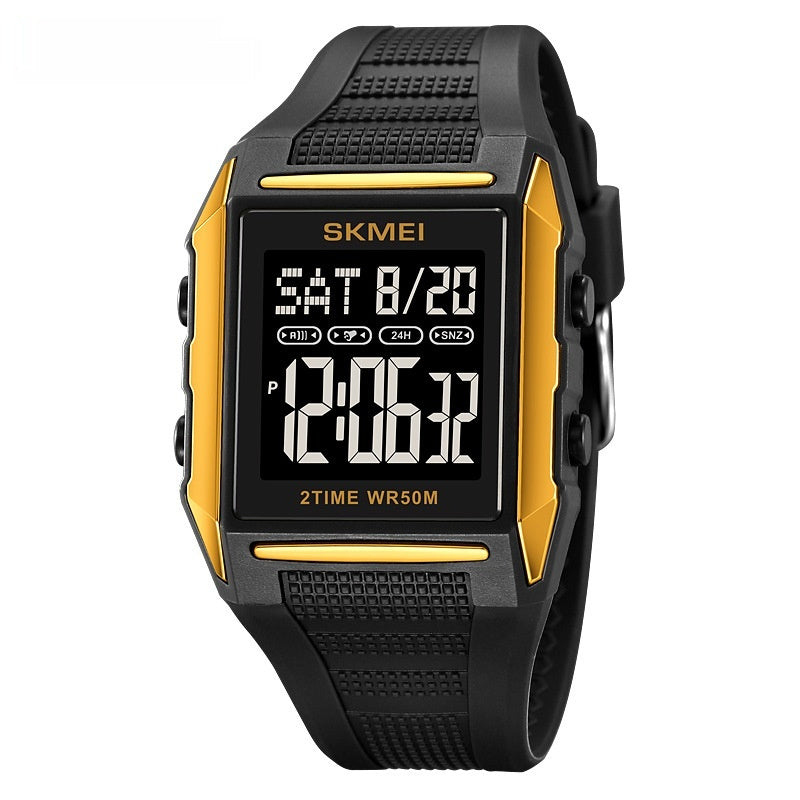 Reloj deportivo electrónico cuadrado, ligero, resistente al agua y luminoso: una opción clásica y elegante.