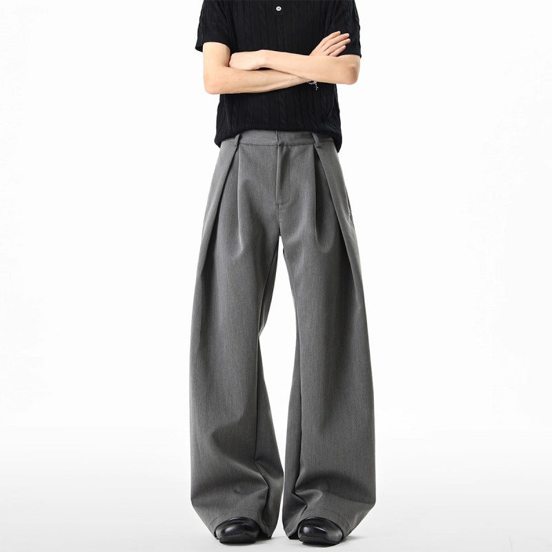 Pantalones de vestir plisados ​​tridimensionales estilo americano en forma de H para hombre