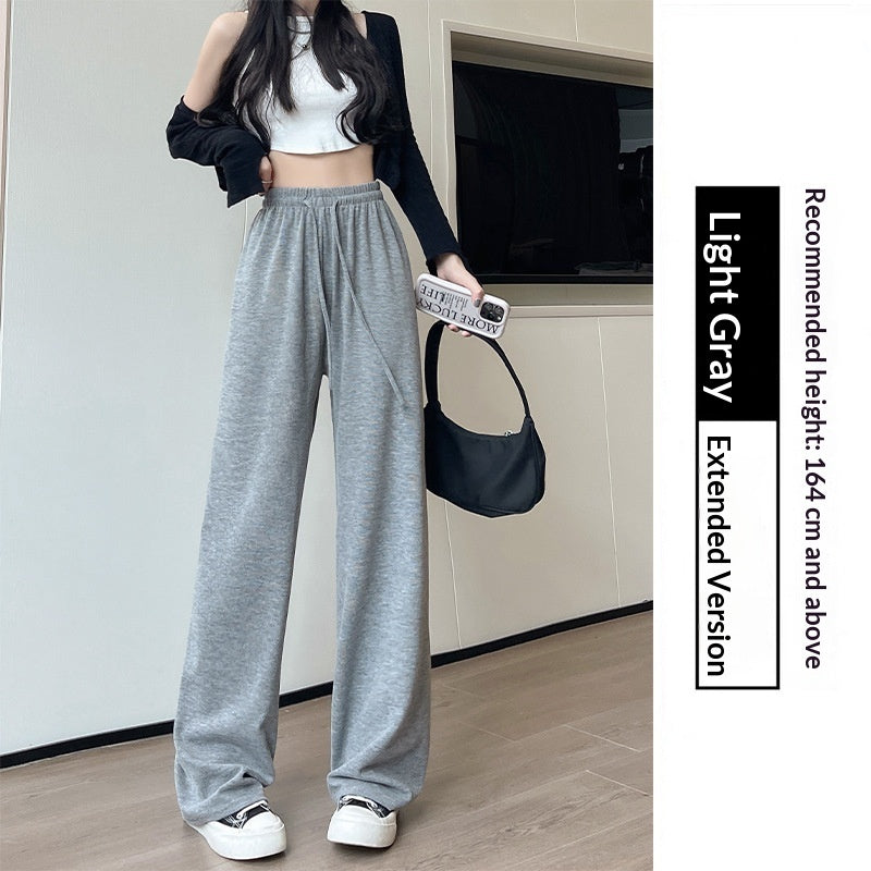 Pantalones de punto rectos de cintura alta y pierna ancha para mujer