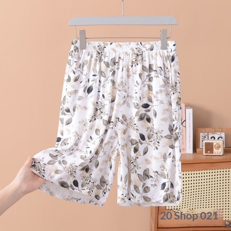 Pantalones cortos holgados de algodón y seda con estampado floral para mujer