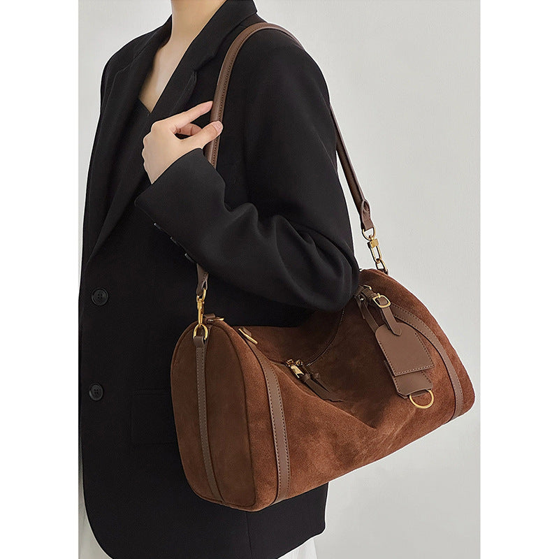 Bolso bandolera retro de ante mate elegante para mujer