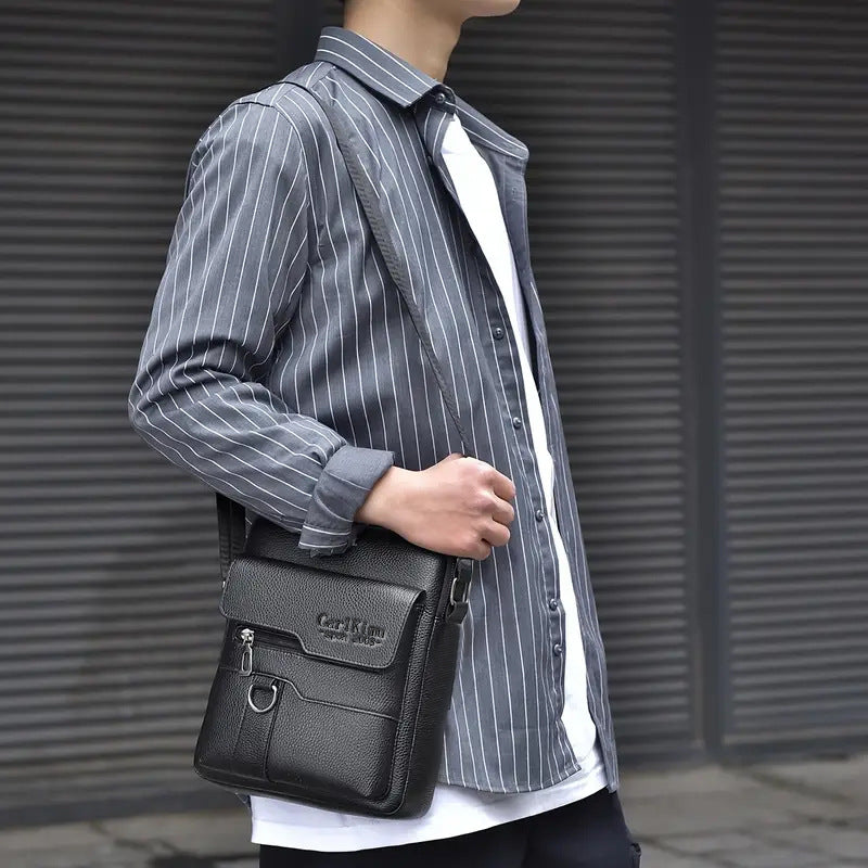 Bolso bandolera de hombro para hombre, de piel de lichi y grano de lichi.