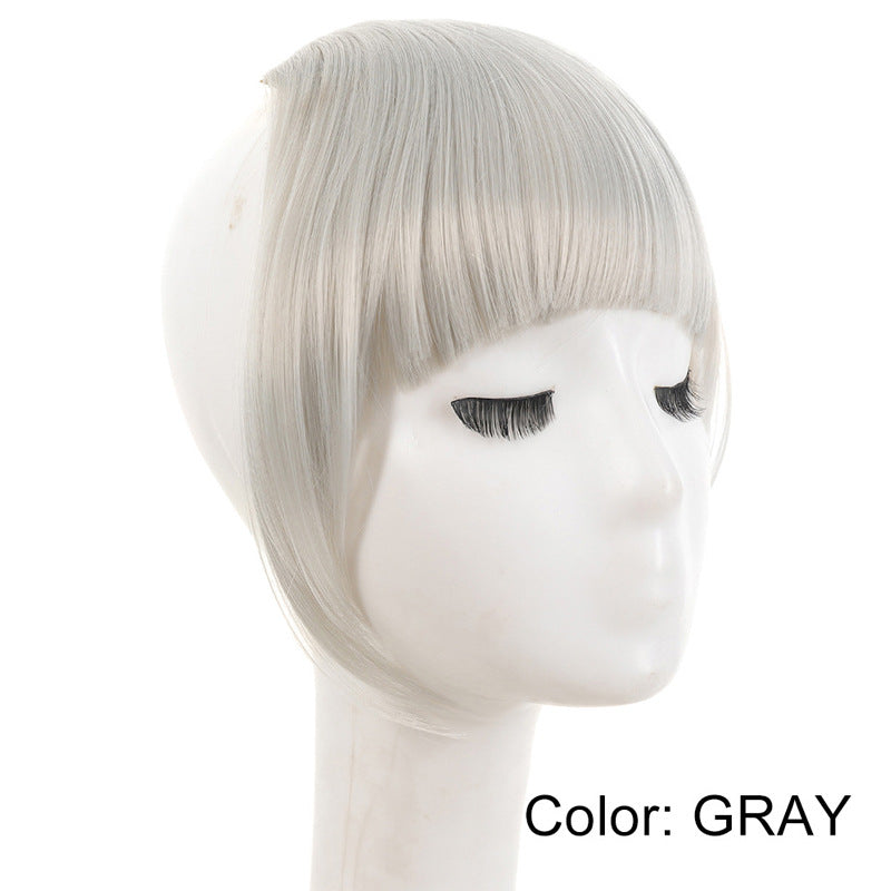 Peluca sintética de estilo europeo y americano con flequillo lateral y pinzas para el pelo para mujer.