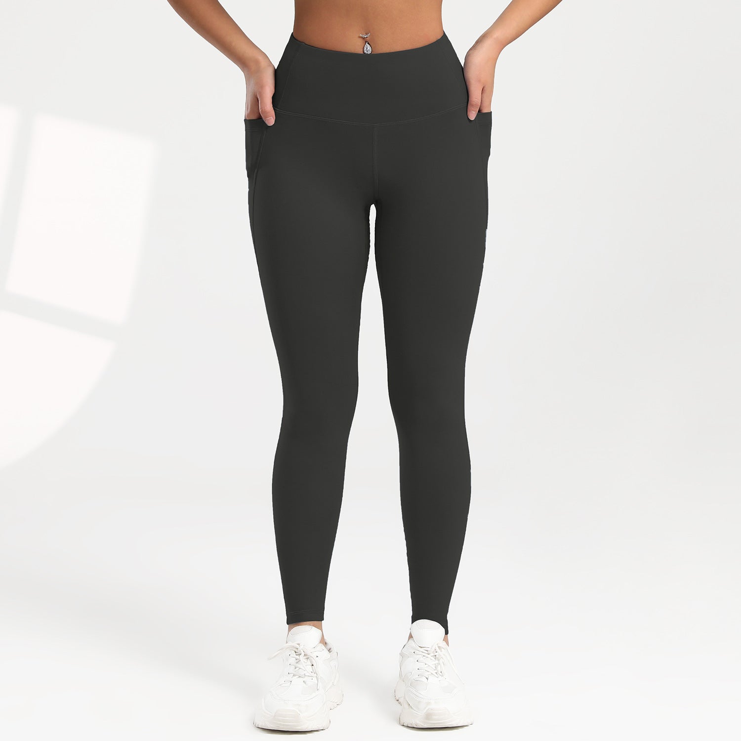 Mallas para correr, fitness, levantamiento de cadera, cintura alta y bolsillos