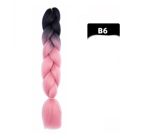 Peluca de seda africana de alta temperatura con fibra química y trenza grande en color degradado