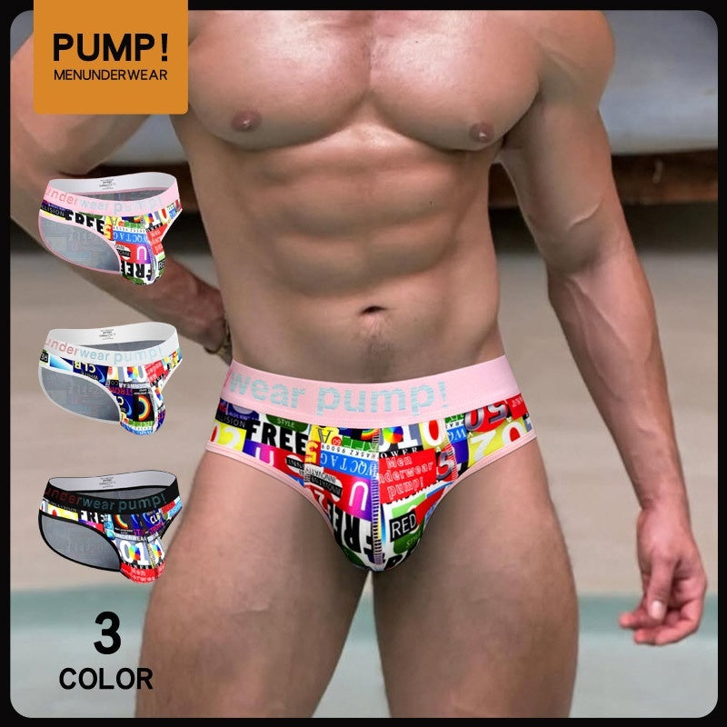 Ropa interior elástica con estampado grande y triángulo de cintura baja para hombre, talla grande