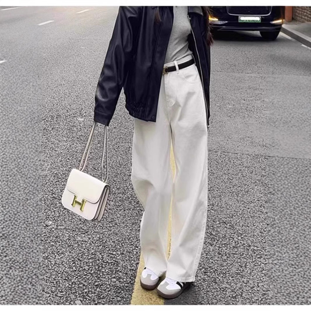 Fashion Wide-leg White Jeans For Women