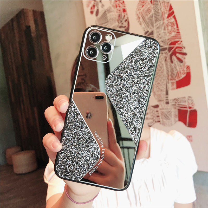 Compatible con Apple, funda de teléfono de lujo con purpurina y diamantes de imitación personalizados.