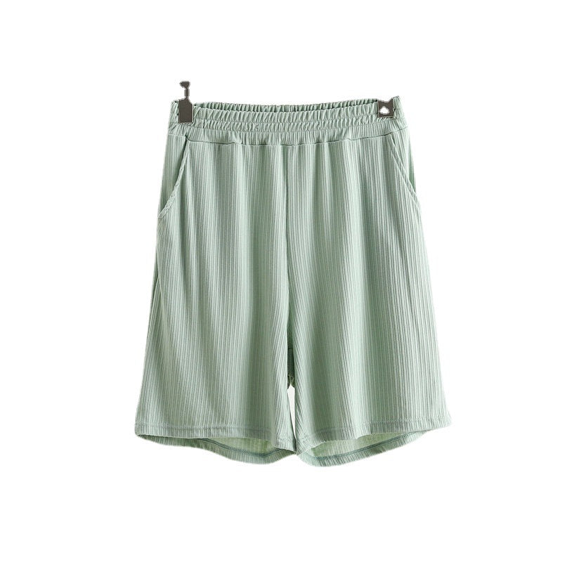 Pocket Shorts For Women, Summer Outerwear, High-waisted, Vertical Stripe Jacquard