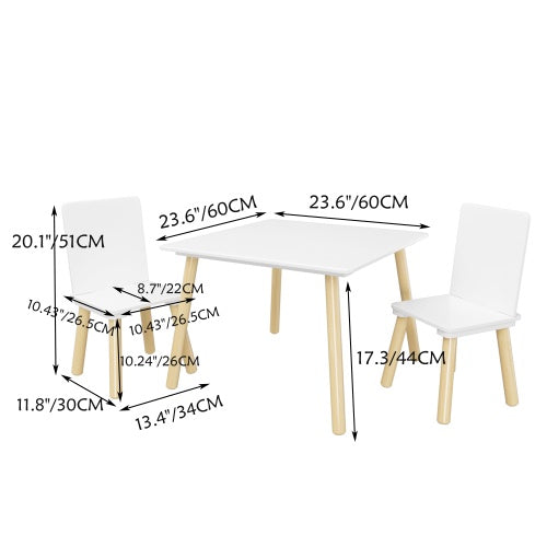 Conjunto de mesa y 2 sillas infantiles de madera