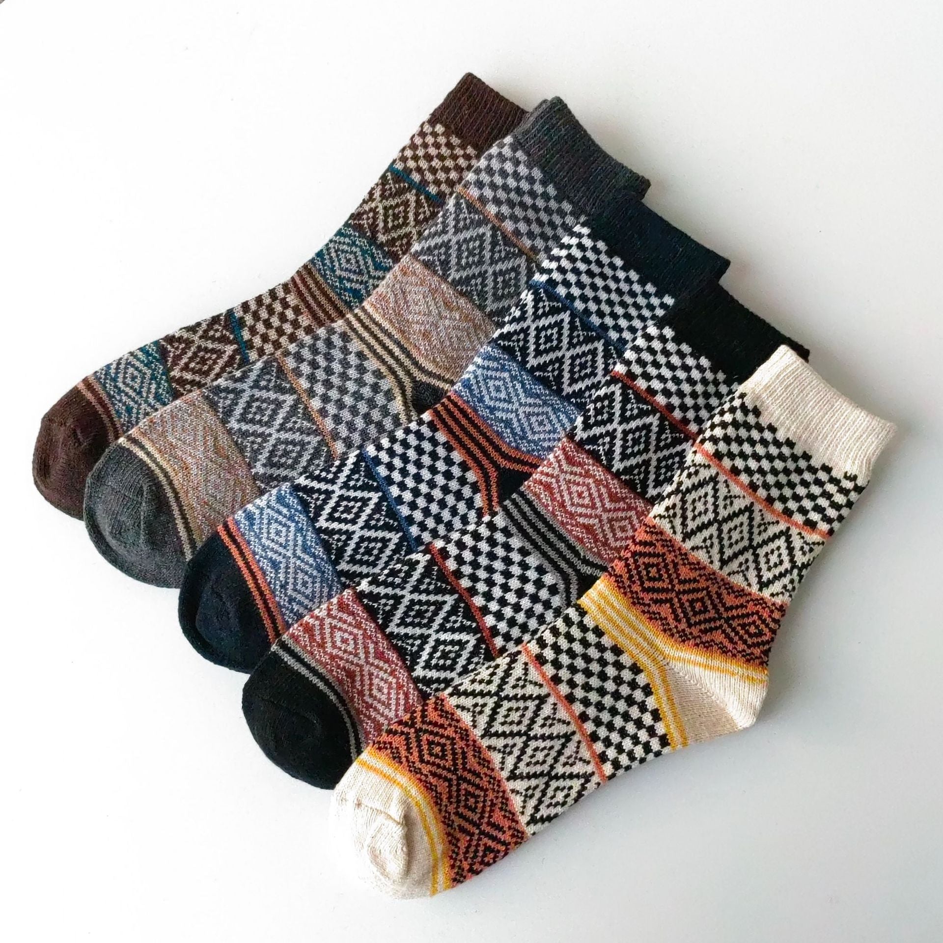 Calcetines de hombre de lana estilo étnico vintage para invierno