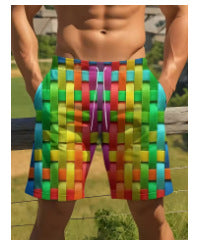 Geometric Print Fashion Mens Shorts