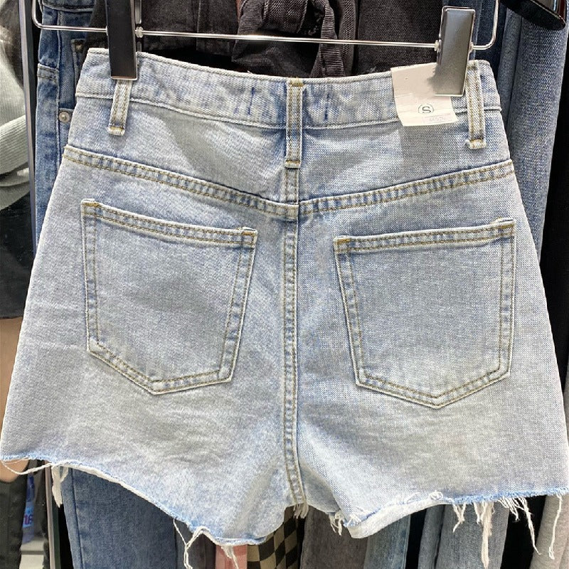 Shorts de mezclilla con bordes sin rematar para mujer, populares en Instagram