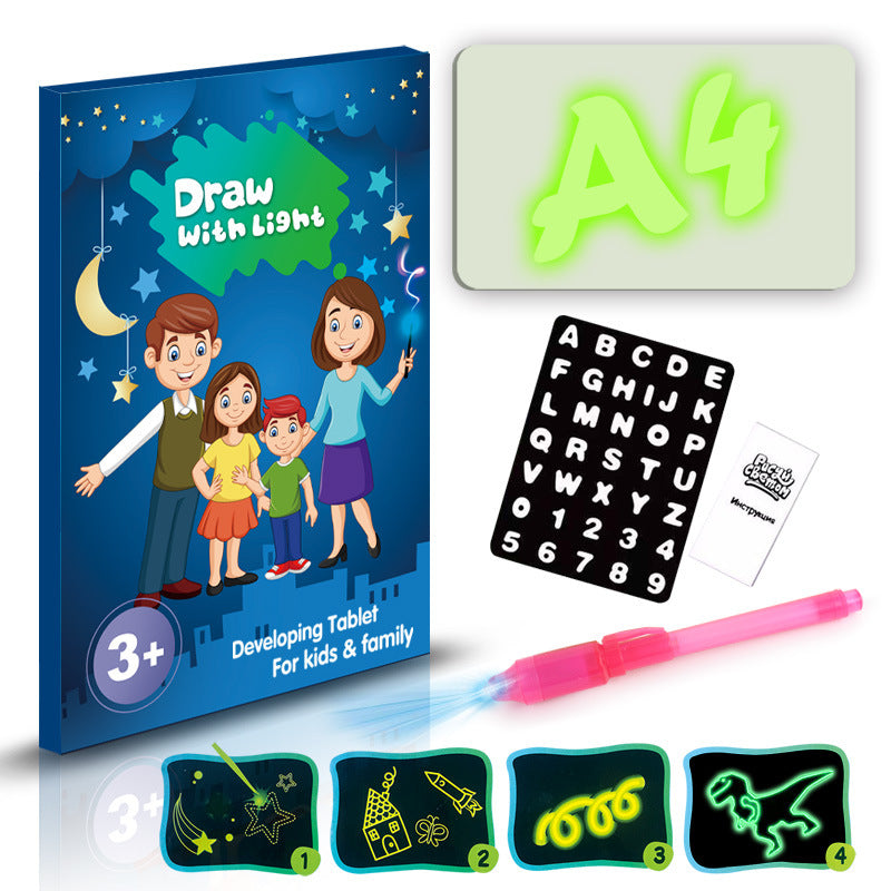 Tablero de dibujo educativo 3D con 8 efectos de luz y rompecabezas