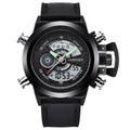 Reloj deportivo multifuncional con doble pantalla y cinturón de moda para hombre.