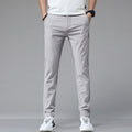 Pantalones casuales de seda de hielo para hombre, con cintura elástica y forro polar, para otoño