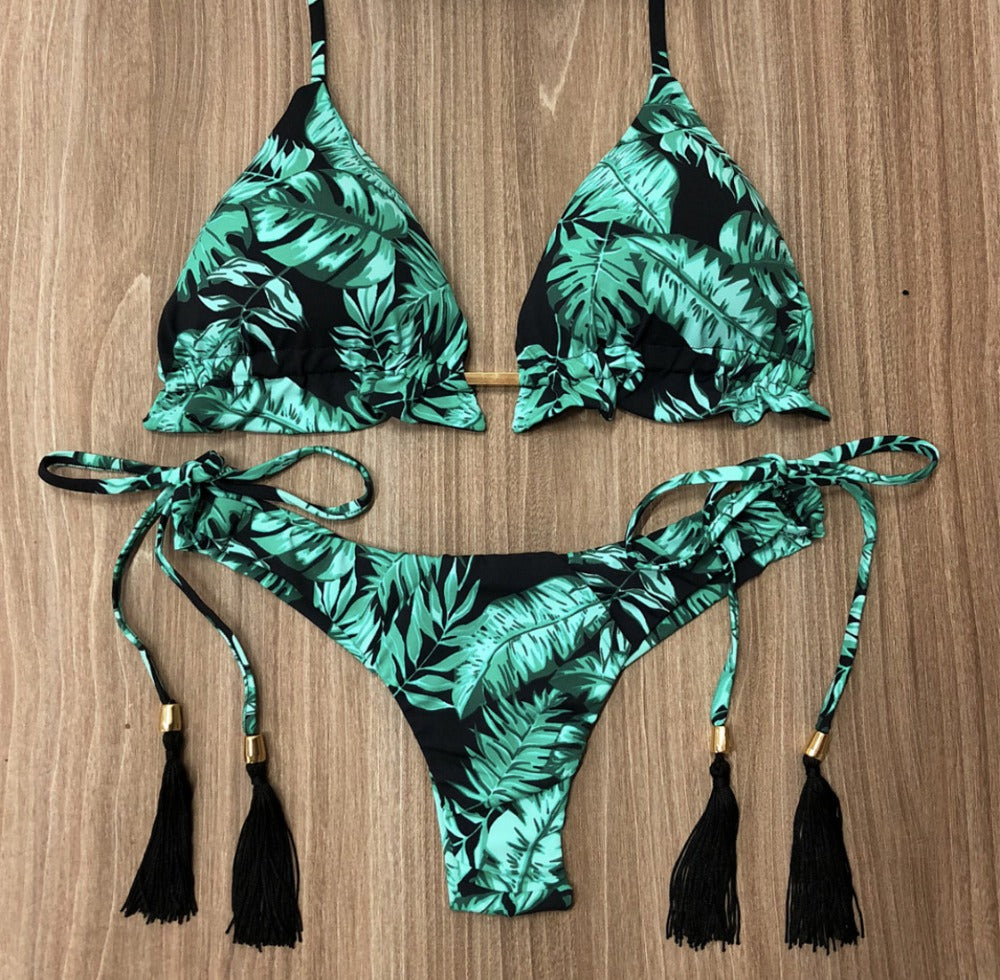 Floral Print Bikini Set Women Two Piece Swimsuit Tropical Beach
