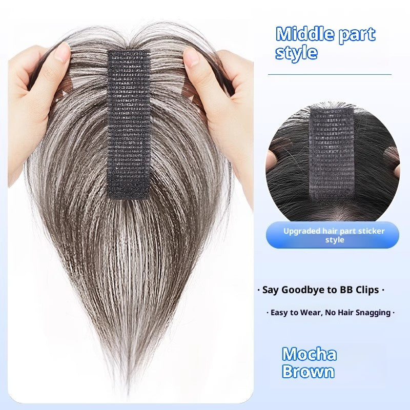Peluca de cabello real con flequillo y cabeza de velcro