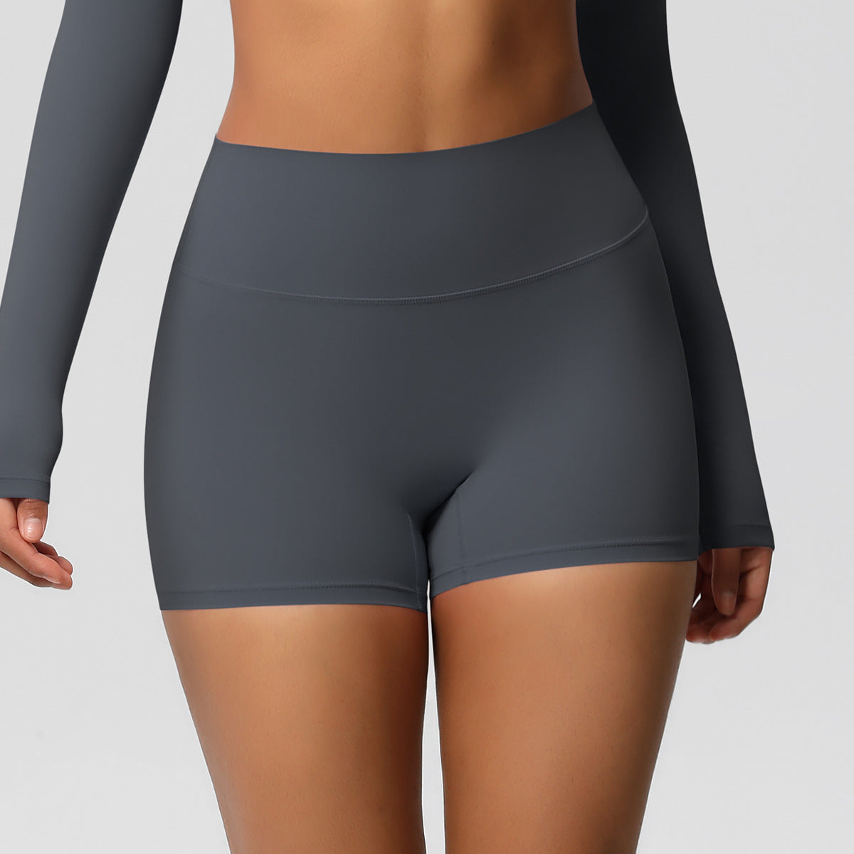 Pantalones cortos deportivos de color liso para mujer, estilo europeo y americano, para yoga.
