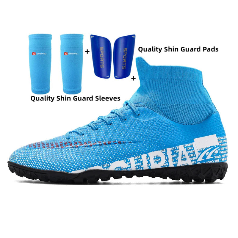 Zapatillas de fútbol de caña alta para hombre y mujer, con clavos rotos, tacos cortos AG, clavos largos TF, zapatillas de entrenamiento deportivas