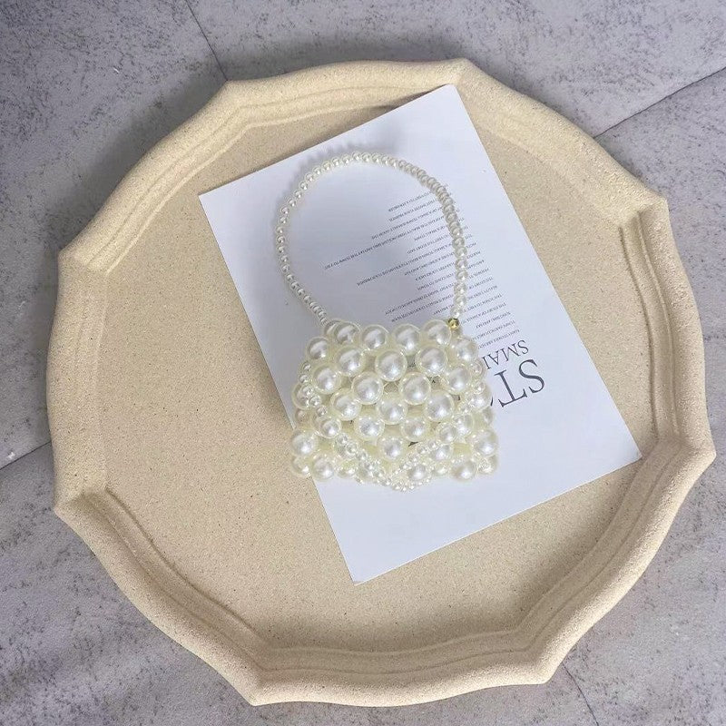 Bolso bandolera de verano versátil, mini, retro, tejido a mano con perlas