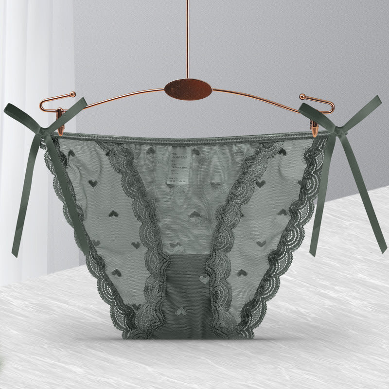 Ladies Fashion Lace Heart Thong Briefs