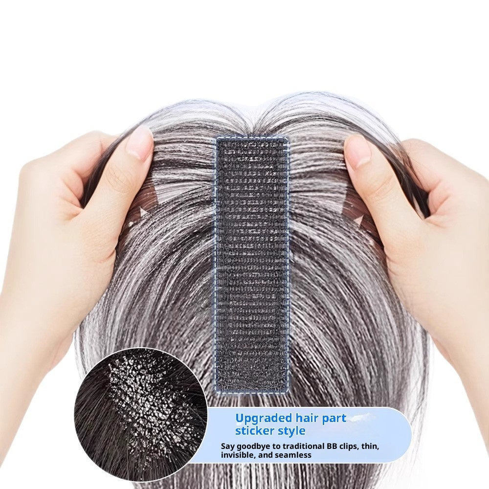 Peluca de cabello real con flequillo y cabeza de velcro