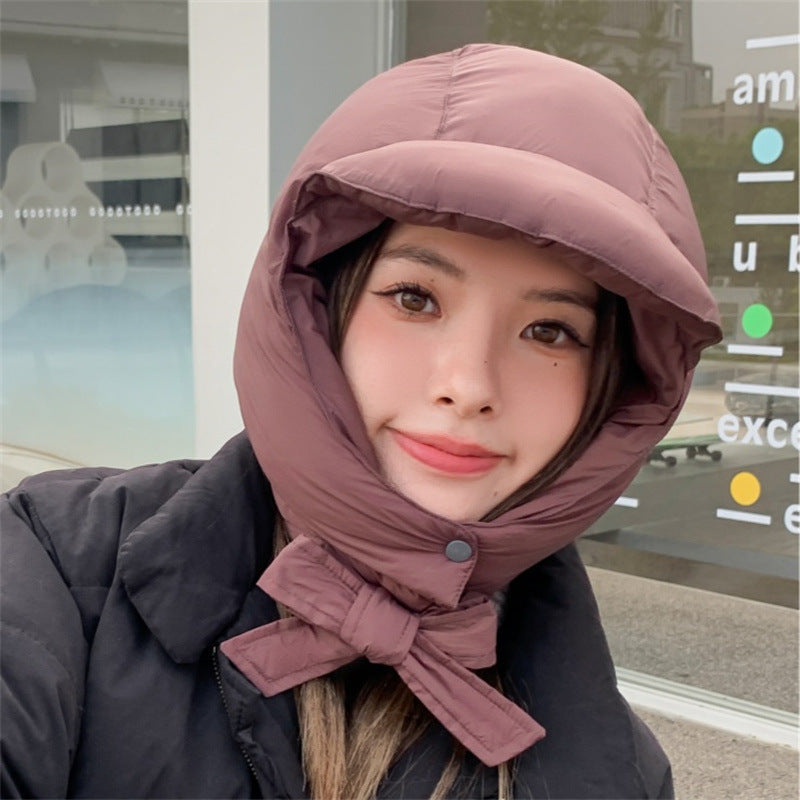 Unisex Warm Down Knit Beanie That Keeps Your Ears And Neck Cozy In Winter