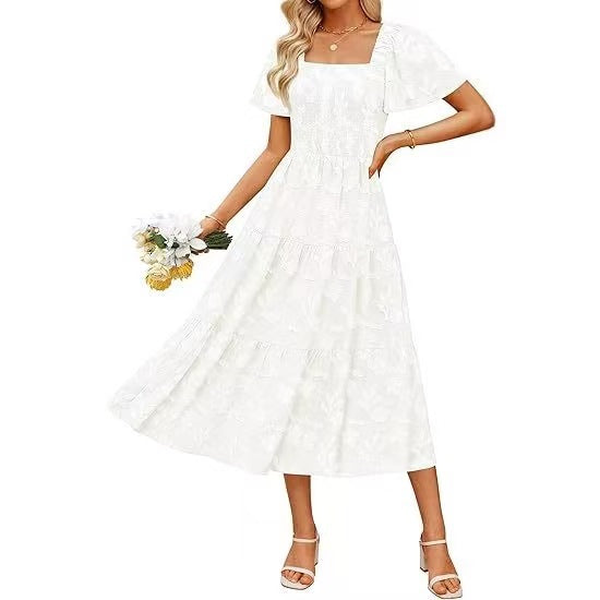 Best-selling Solid-color Off-shoulder High-waist Maxi Dress For Women