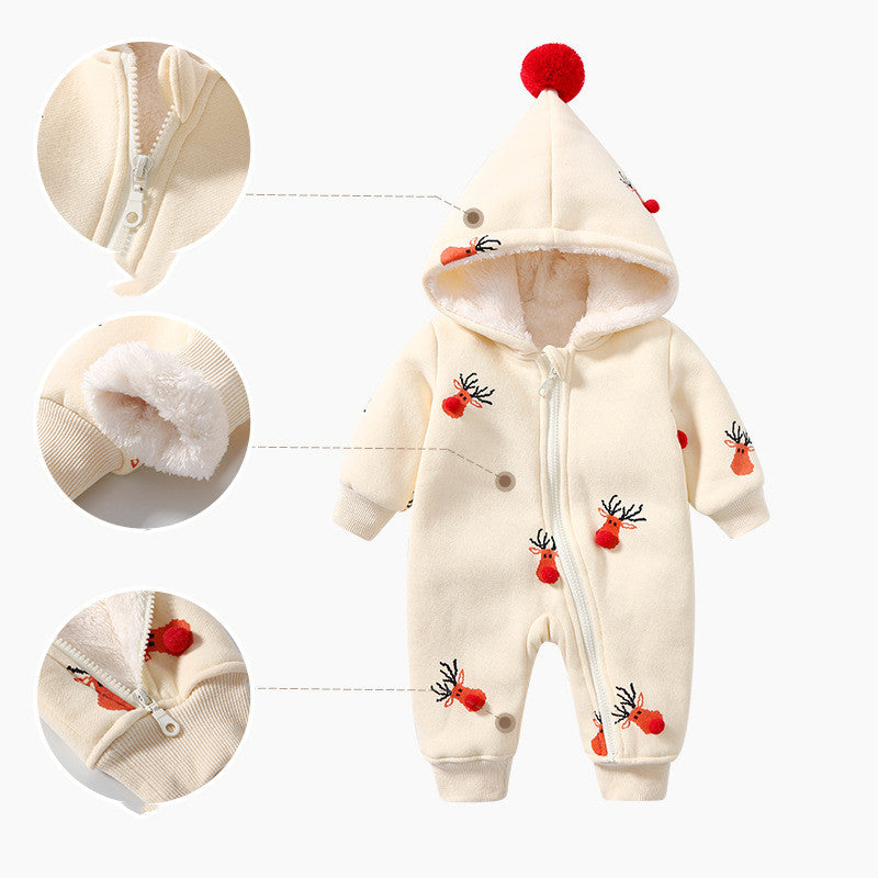 Ropa de bebé cálida y acolchada de color caqui Ropa de gateo para bebés