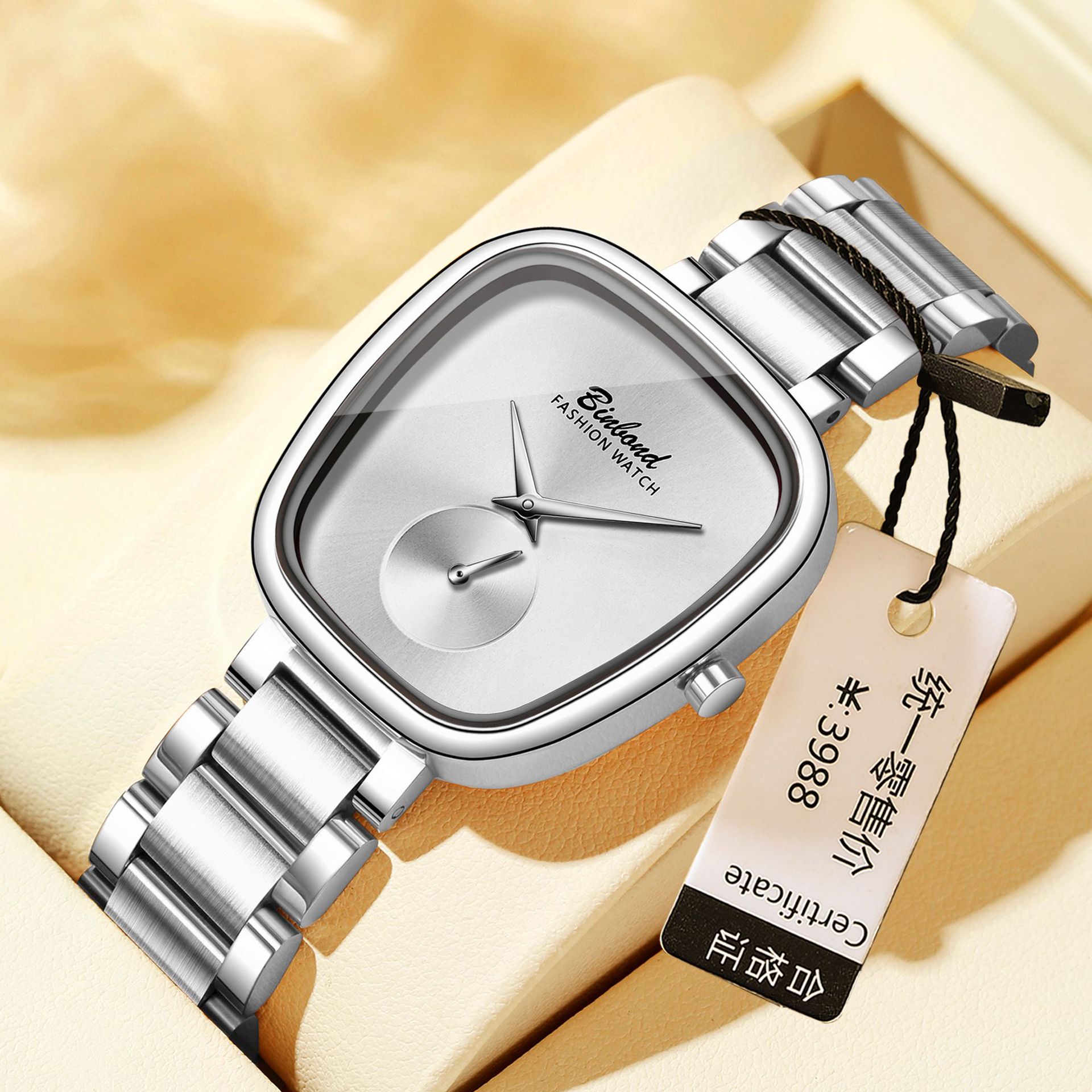 Reloj de cuarzo de acero inoxidable resistente al agua para mujer