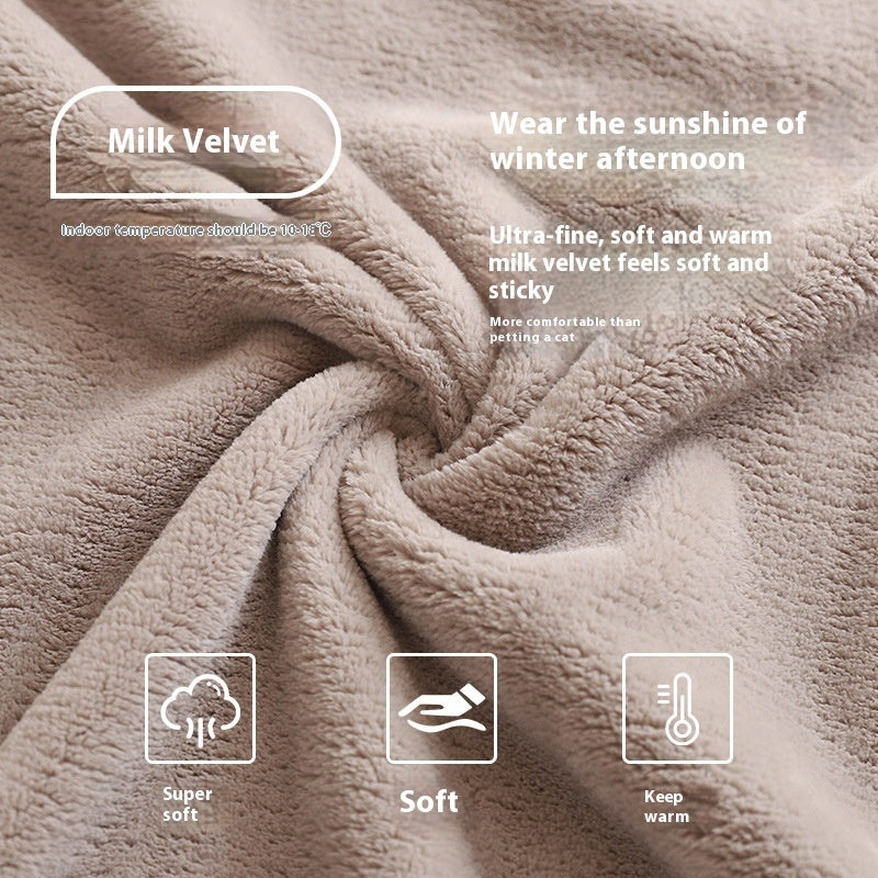 Pijama de invierno para hombre, de talla grande, con forro polar y fibra de leche, de longitud media