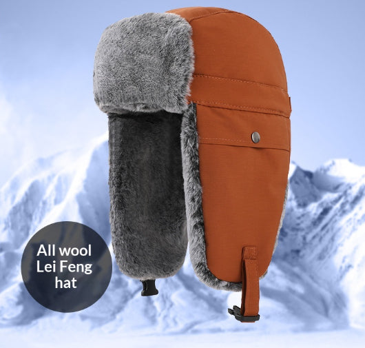 Gorra Lei Feng de invierno para hombre, resistente al viento y con protección auditiva para exteriores