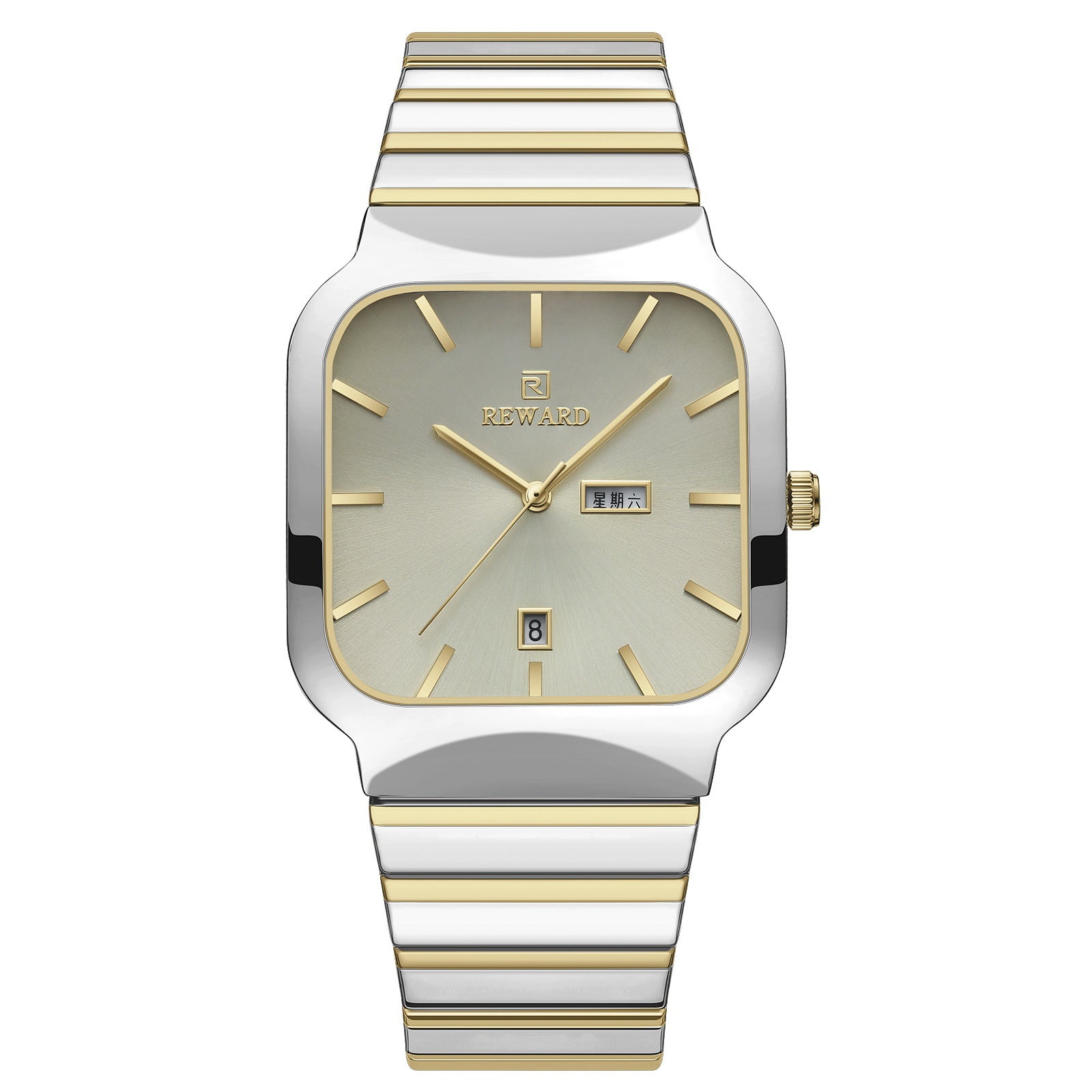 Reloj funcional informal de pareja con doble punta cuadrada