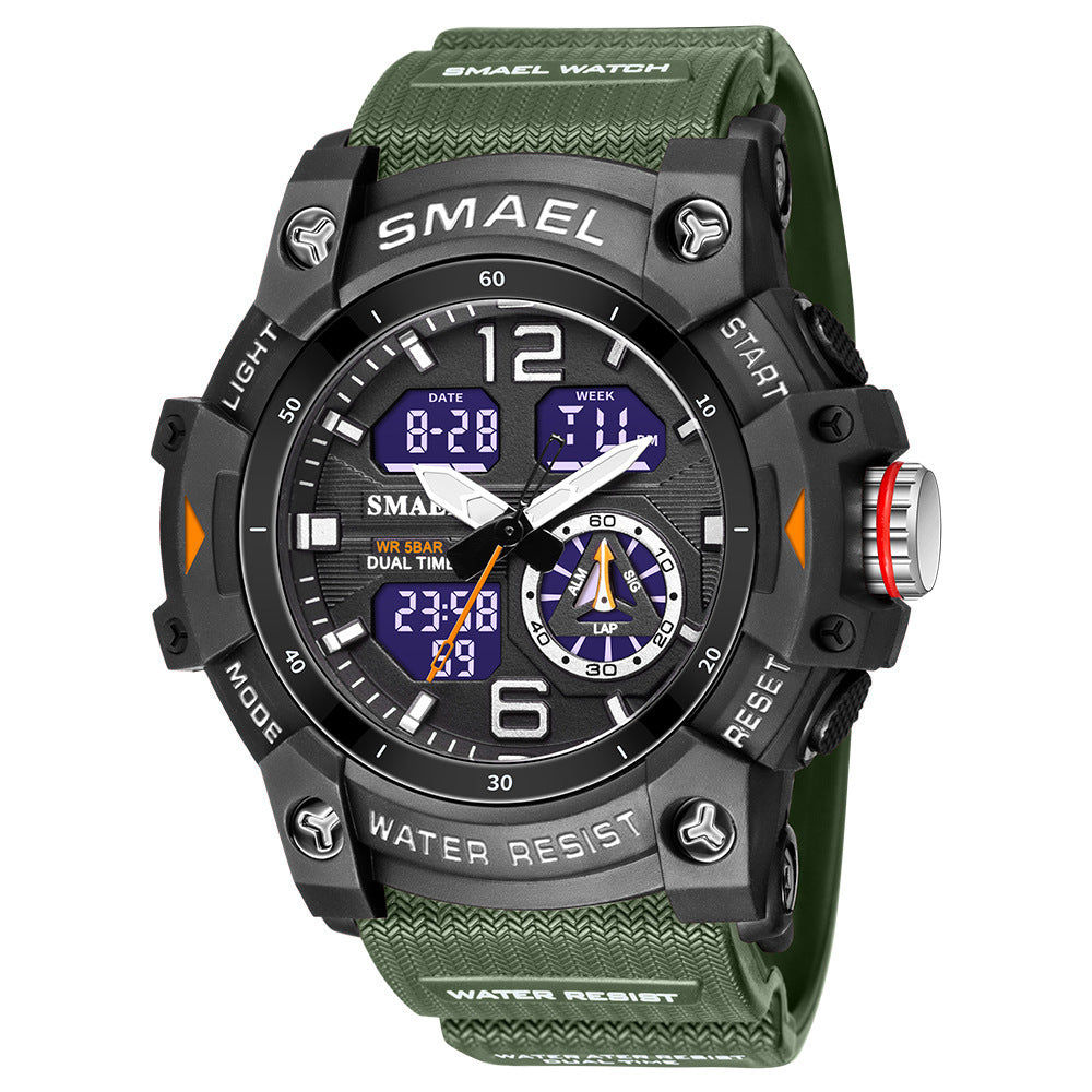 Reloj transparente para hombre para exteriores con un diseño moderno de doble pantalla.