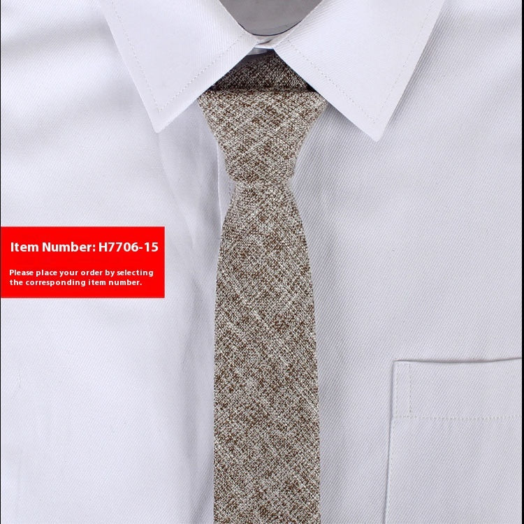 Corbata estrecha de algodón de estilo coreano de color liso para hombre, de 6 cm, para uso formal, informal, de negocios y boda