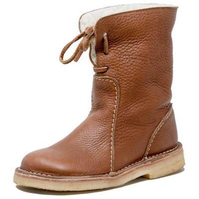 Botas de nieve para mujer, botas de invierno de piel de felpa con cordones para mujer