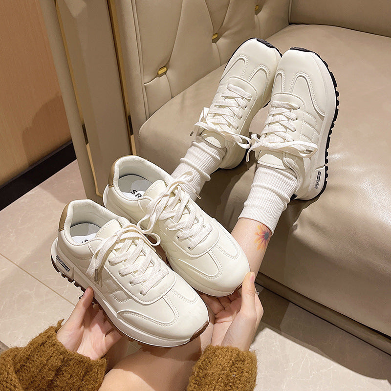 Nuevos zapatos de plataforma blancos de moda de otoño para mujer