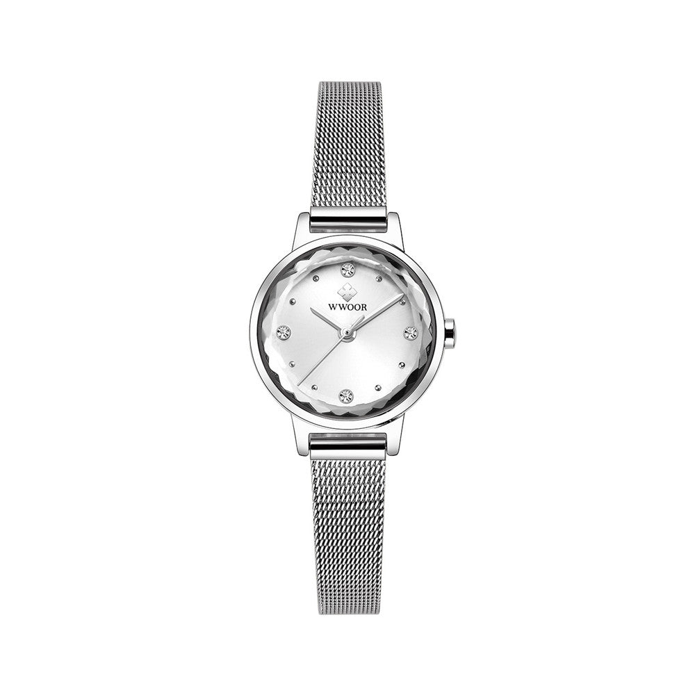 Reloj de cuarzo sencillo de moda para mujer con correa de malla