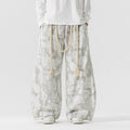 Pantalones deportivos casuales tie-dye estilo japonés-hongkonés para hombre, talla grande