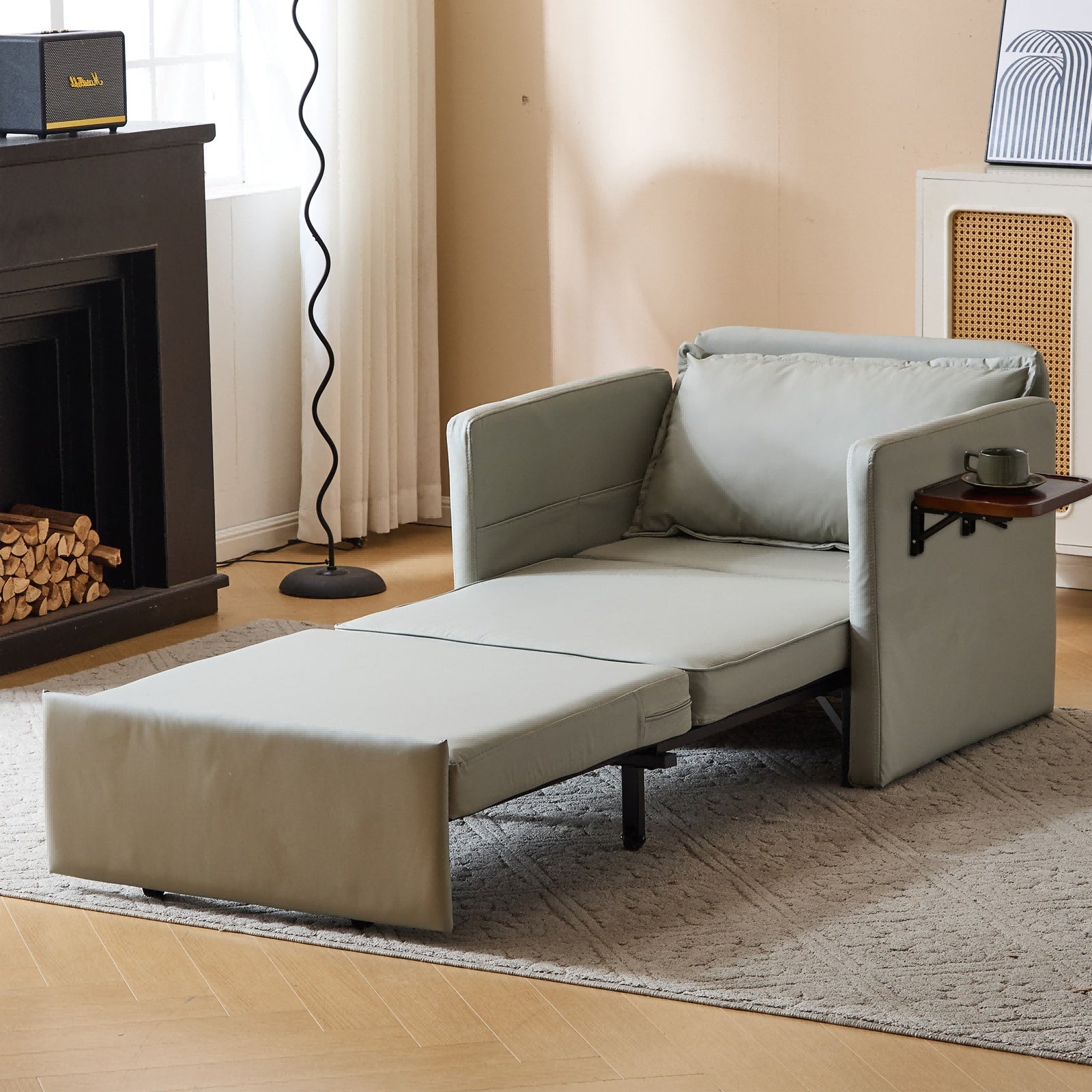Adult Sleeper Chair Bed, 3-in-1 Convertible Sofa Chair Bed Pull-out Sofa Bed, Convenient Folding Tray Table With USB And Type-C Charging Ports For Living Room Cannot Be Sold On Temu
