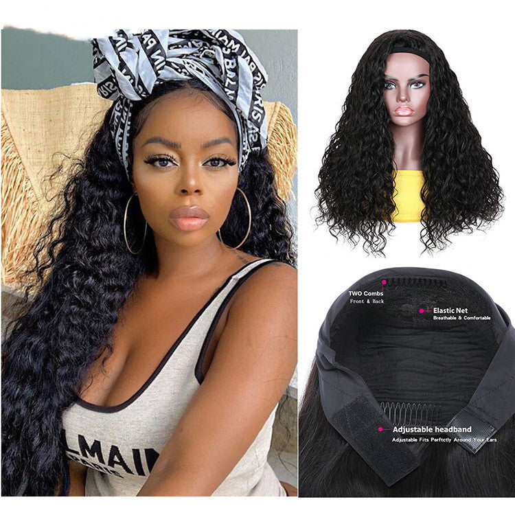 Pelucas de cabello humano con diadema y ondas al agua brasileñas