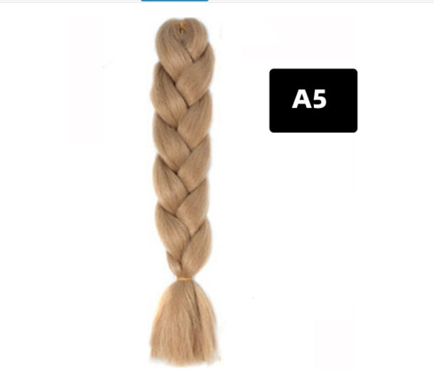 Peluca de seda africana de alta temperatura con fibra química y trenza grande en color degradado