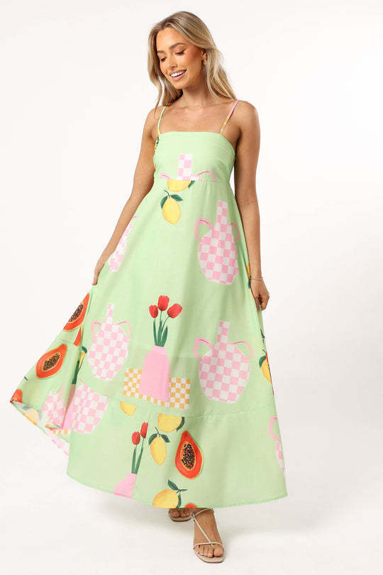 Strap Maxi A-line Printed Dress