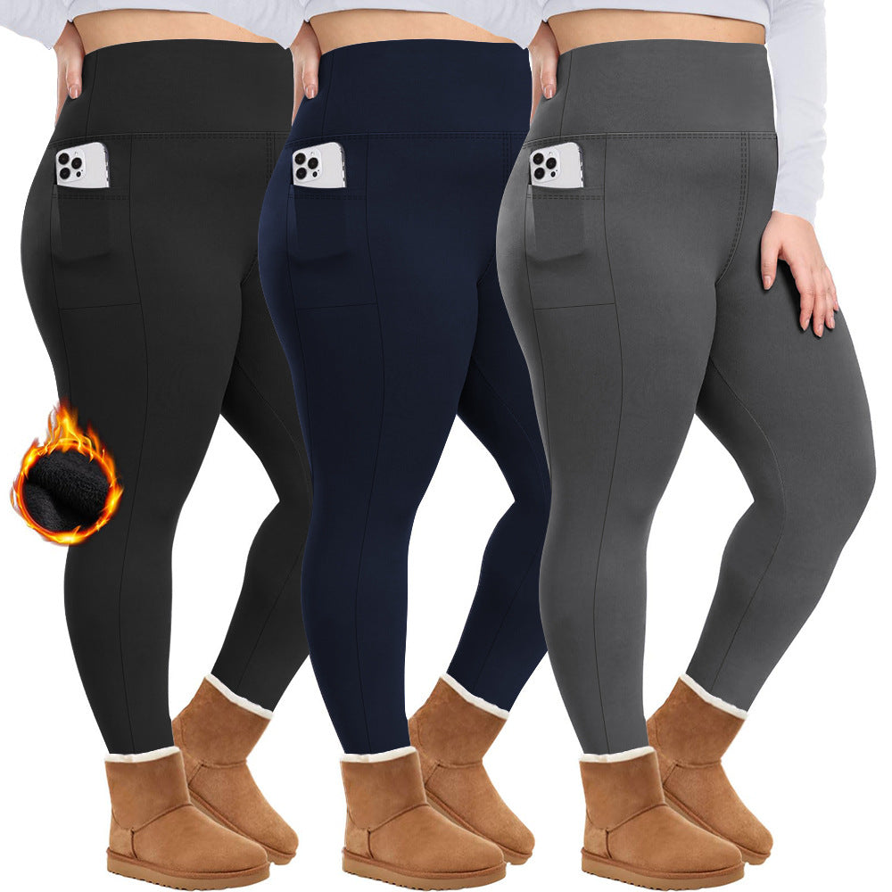 Autumn/Winter Fleece-Lined Yoga Pants For Women, High-Waisted, Cropped Style