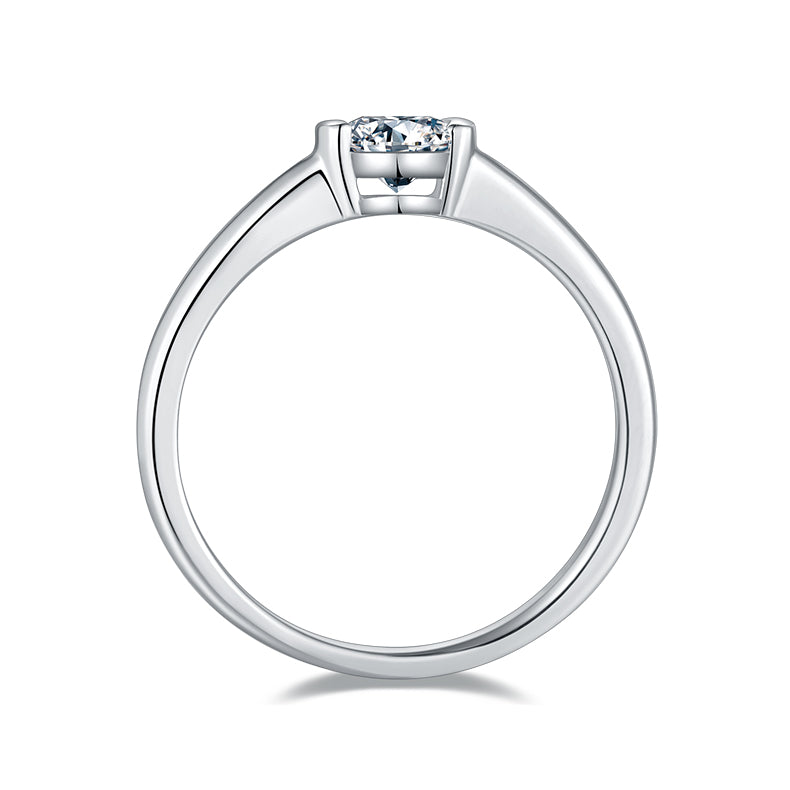 A 0.5-carat Luxury And Fashionable Light Luxury Jewelry Silver Ring Set With Top-quality Moissanite, S925 Silver Plated With Platinum