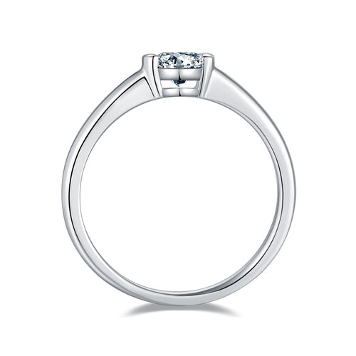 A 0.5-carat Luxury And Fashionable Light Luxury Jewelry Silver Ring Set With Top-quality Moissanite, S925 Silver Plated With Platinum