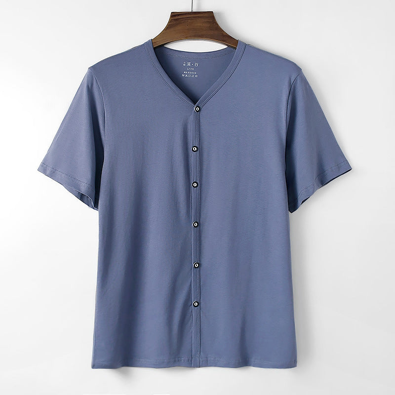 Men's Cotton Cardigan Short-Sleeve T-Shirt