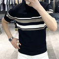 High-end Striped Printed Mens Short-sleeve Shirt